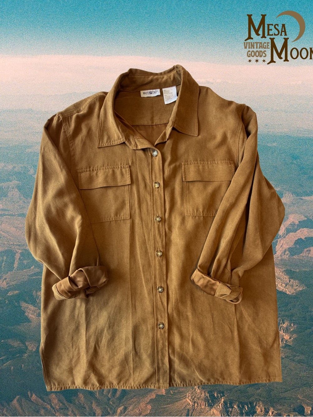 Vintage Light Brown Suede-Look Button Front Shirt Jacket